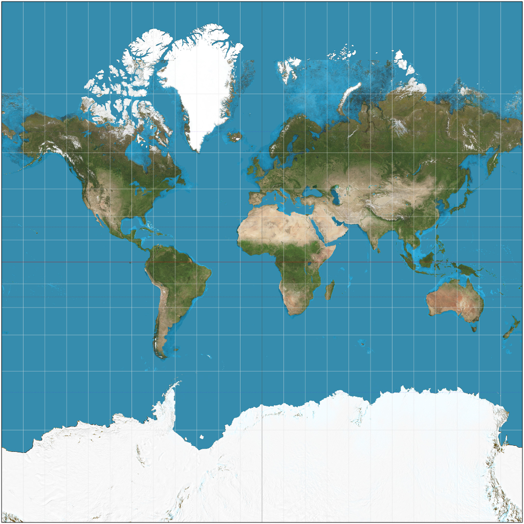 Mercator projection map